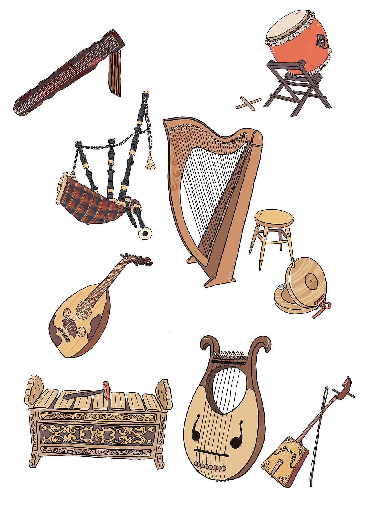 《日和手帖》乐器插图