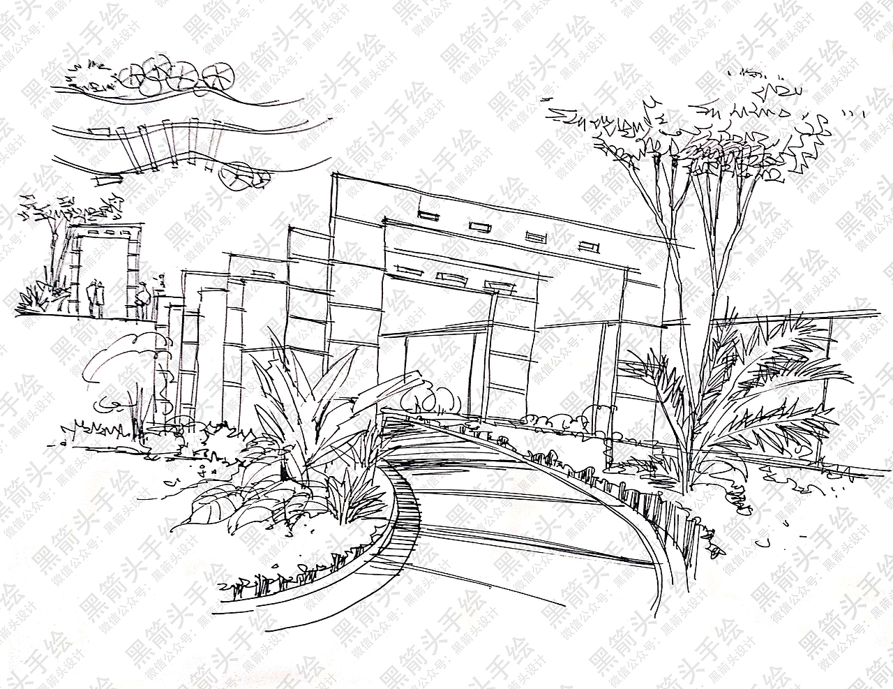 武汉黑箭头手绘、环艺考研、环艺手绘、武汉黑箭头设计