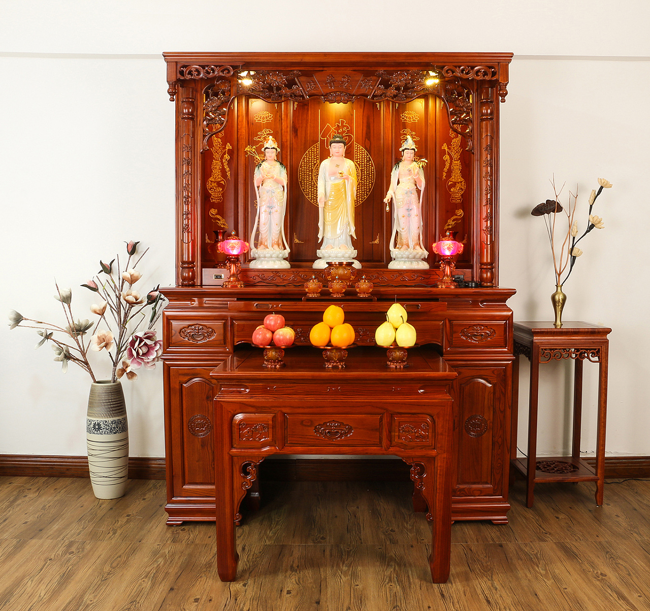 大型佛龛 花梨木套柜拍摄 唐式古典佛桌摄影