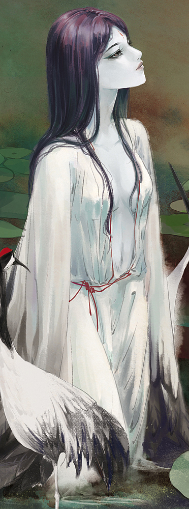 《鹤女望天》绘制过程图（图ZMTIxNDM3NTY=） - 创作习作 - 站酷设计师詹詹詹小花原创素材 - 站酷ZCOOL