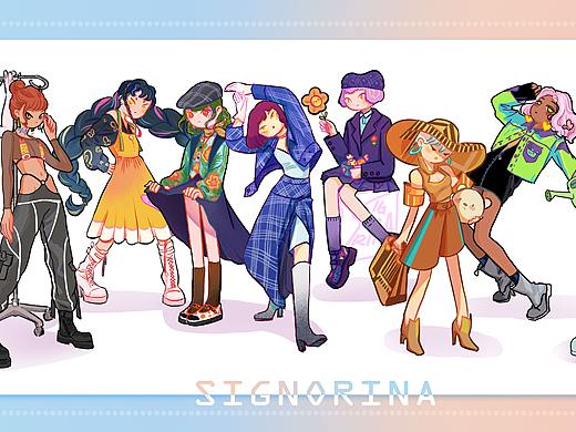 一群女孩· 日常速寫-插畫練習(xí)（個(gè)人主頁-ZNTA2NjU5NjA=） - 創(chuàng)作習(xí)作 - 站酷設(shè)計(jì)師王懶惰signorina原創(chuàng)素材 - 站酷ZCOOL