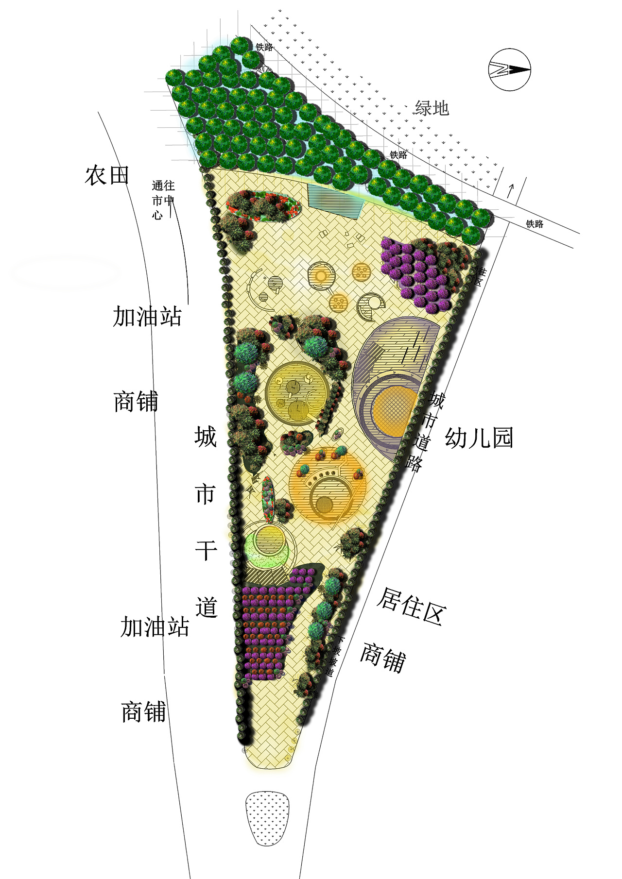 广场设计 动画漫游 彩平图 放线图