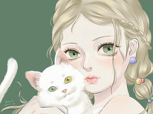 抱猫少女（个人主页-ZNDg5NjQ2NjQ=） - 创作习作 - 站酷设计师锦晃星原创素材 - 站酷ZCOOL