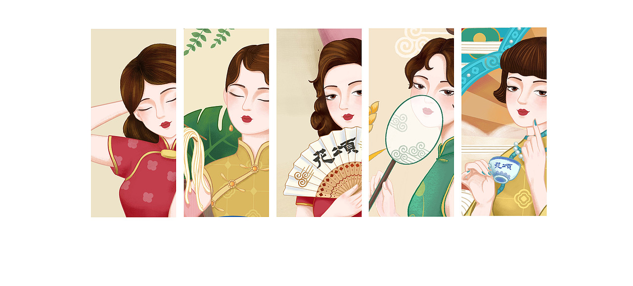 民国美女插画-中华米粉（图ZMjc5NjA4Mzky） - 商业插画 - 站酷设计师余巧红原创素材 - 站酷ZCOOL