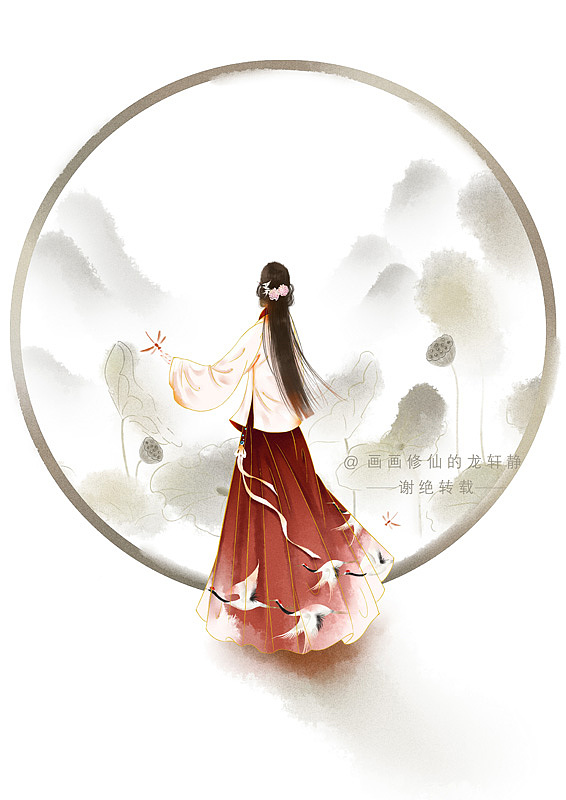 古风少女插画（图ZMTkzMzUxNjQ0） - 商业插画 - 站酷设计师龙轩静原创素材 - 站酷ZCOOL