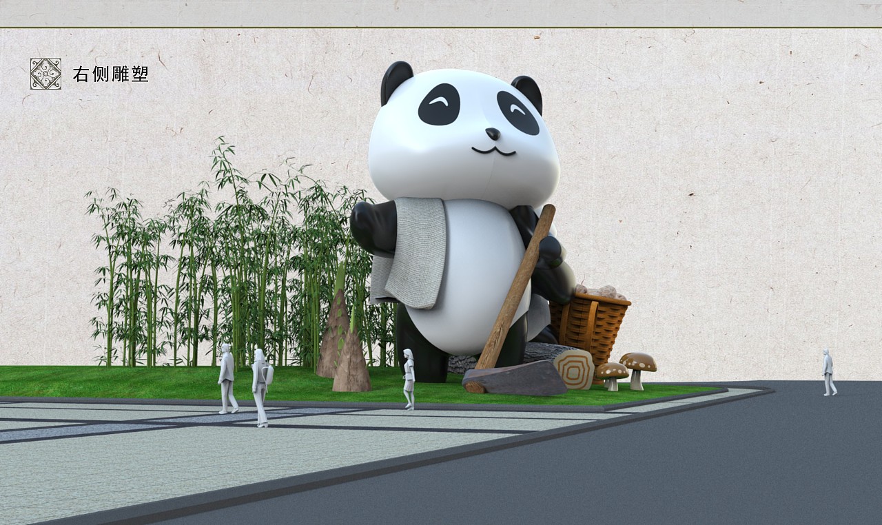熊猫主题雕塑