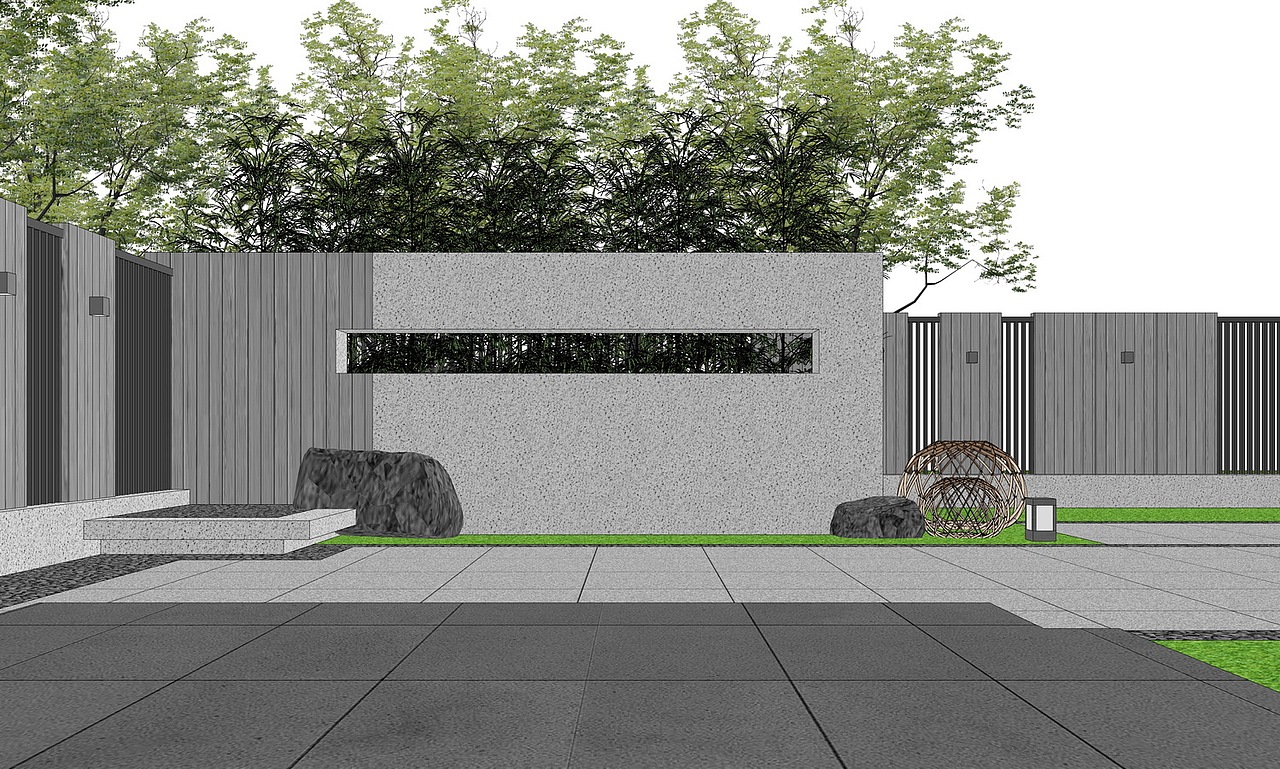 现代庭院景观SU模型下载（图ZMjk1NTkwOTA0） - 景观设计 - 站酷设计师素模网原创素材 - 站酷ZCOOL