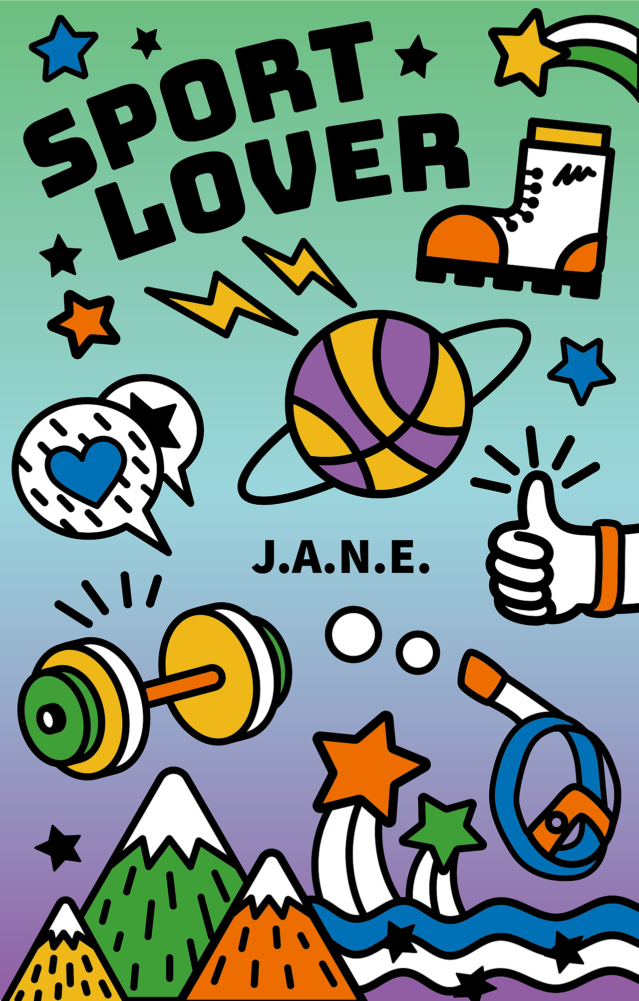 线条风运动元素海报