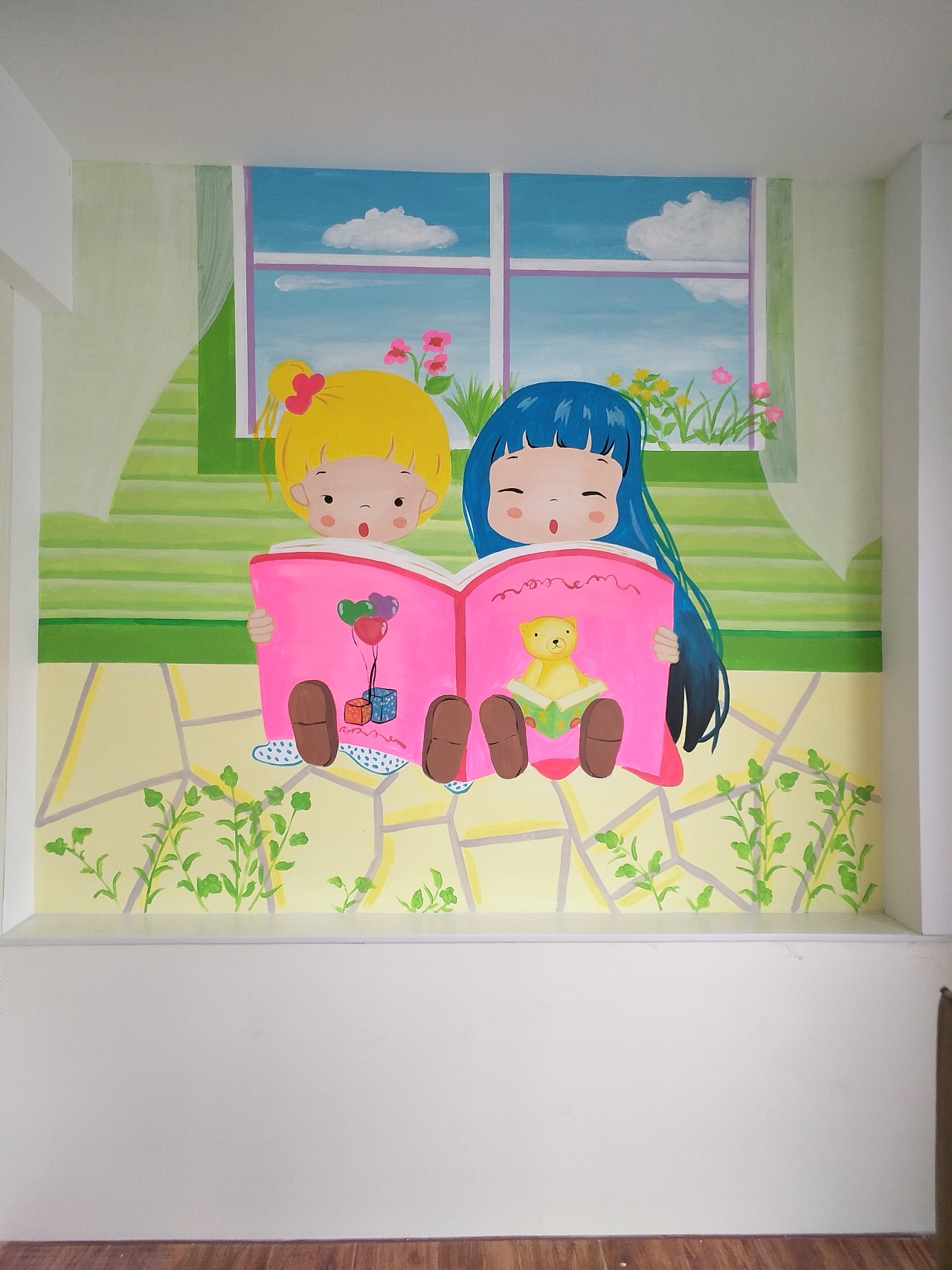 儿童书屋彩绘――蓝鲸鱼手绘墙面艺术出品