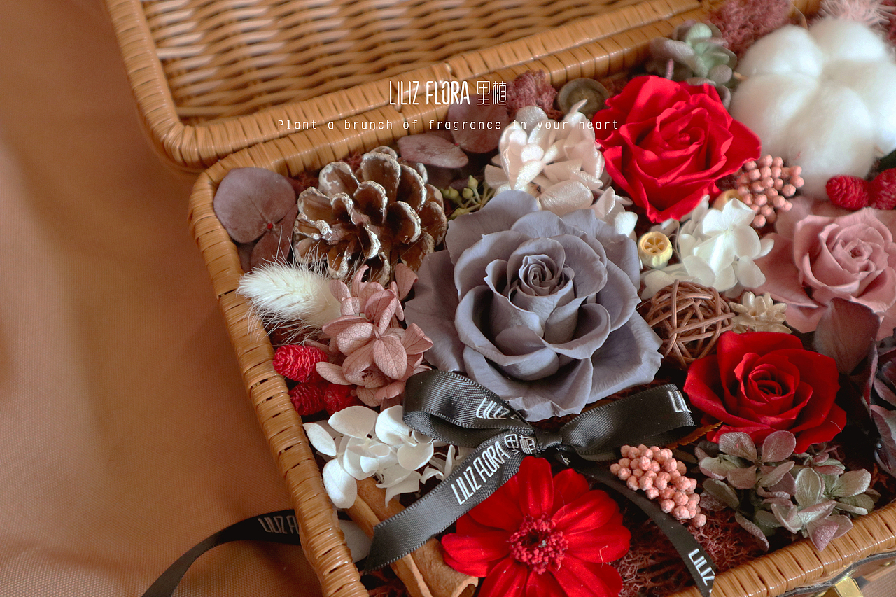 LilizFlora里植—花艺手作—复古永生花手提花篮（图ZMTQ4NzgxMDI0） - 工艺品设计 - 站酷设计师Kaia_Liu原创素材 - 站酷ZCOOL
