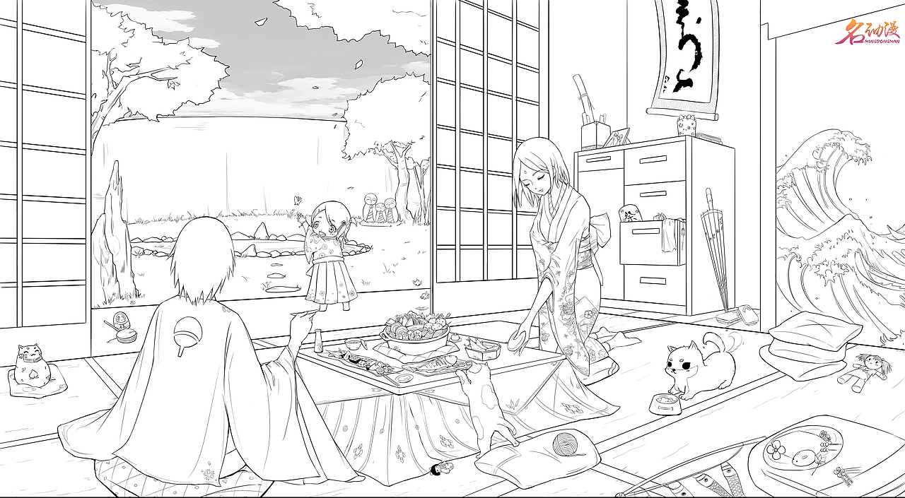 漫画场景线稿设计素材参考