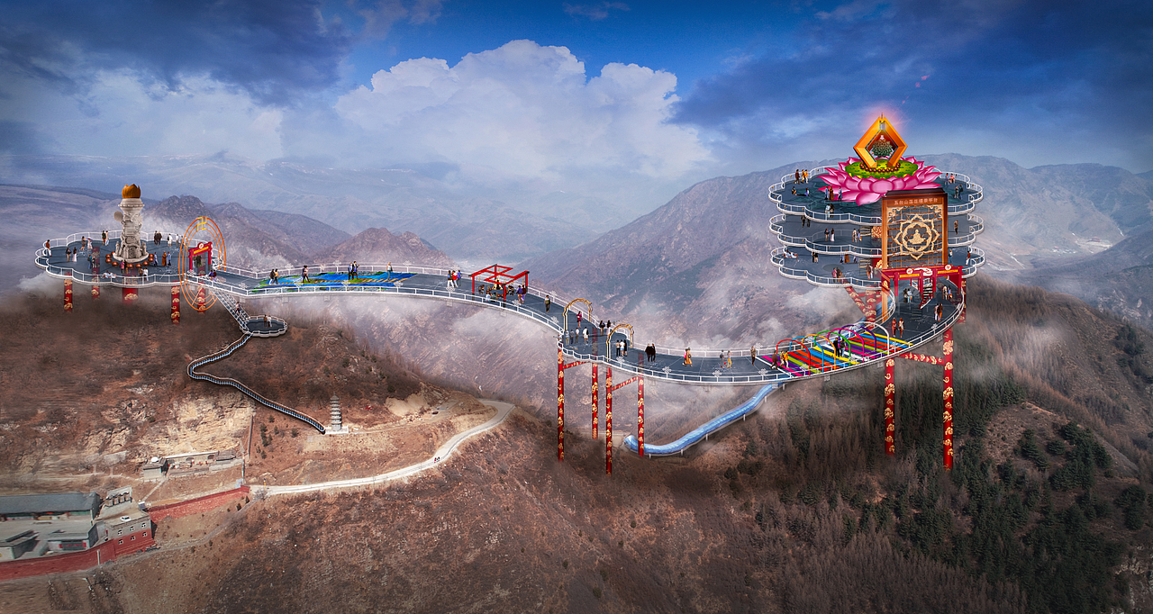 五台山佛教文化玻璃栈道观景平台-S型设计方案