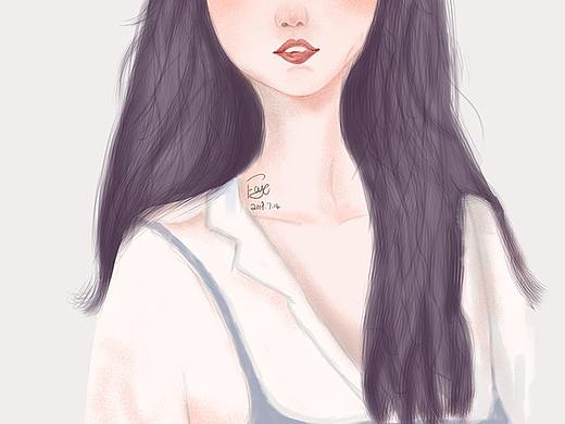 手绘板插画紫发少女