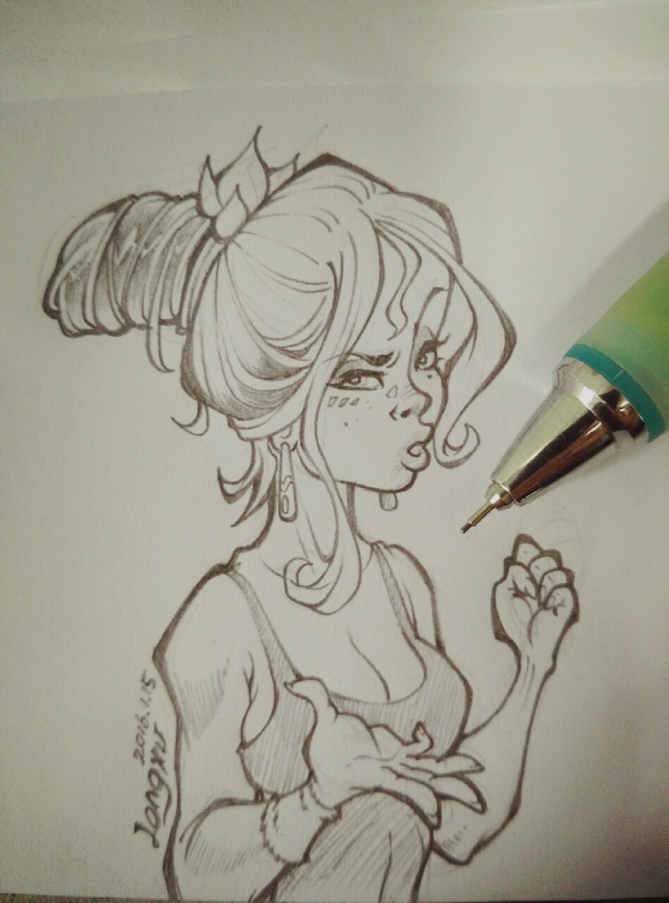 以前的铅笔手绘美女(美式)