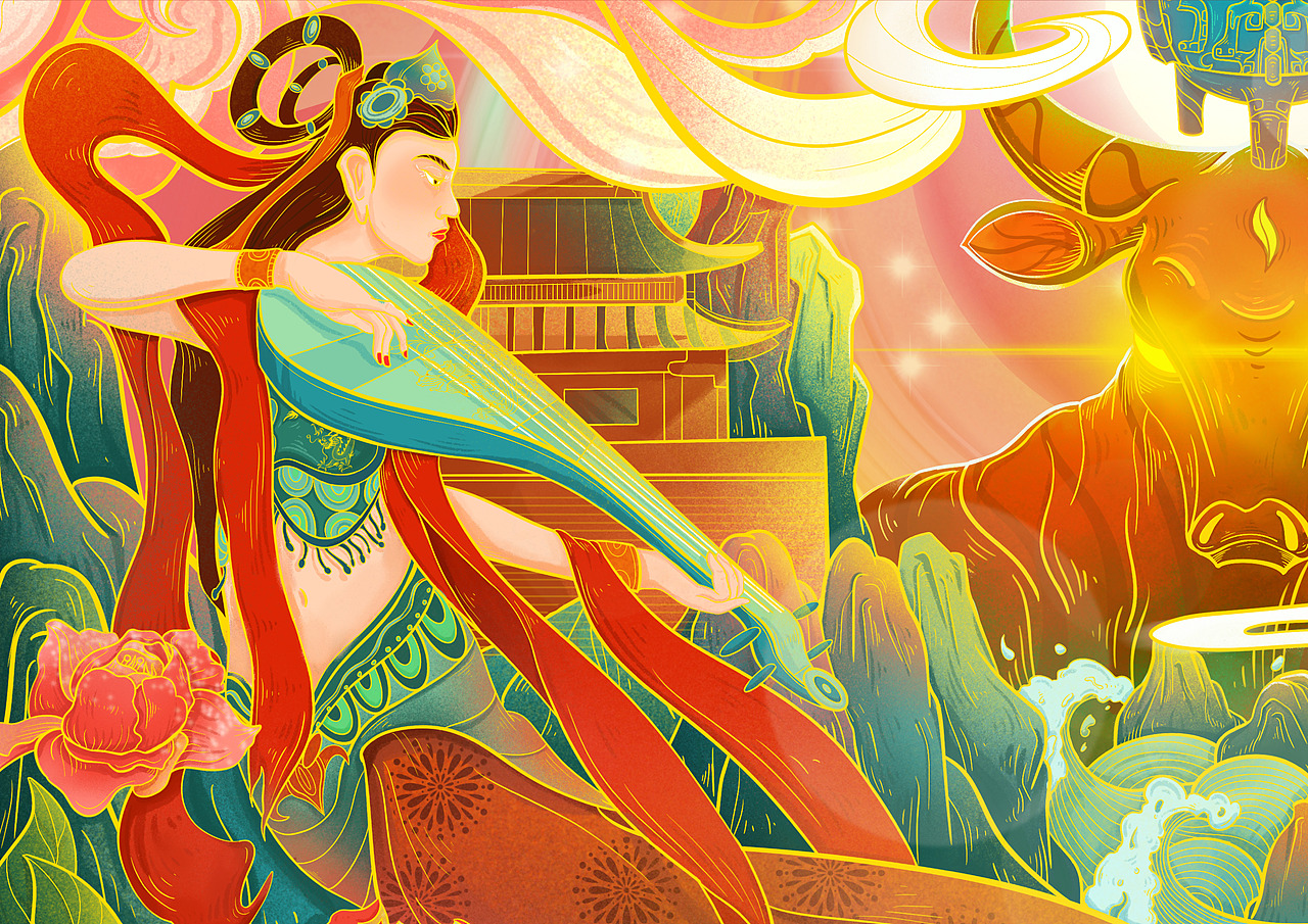 铜牛梦影·吟诵铜陵（图ZMjg0NjQwMDY4） - 商业插画 - 站酷设计师阿彭彭原创素材 - 站酷ZCOOL