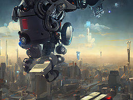 #AI创作实验室#超清晰的城市下，一台机器正在工作