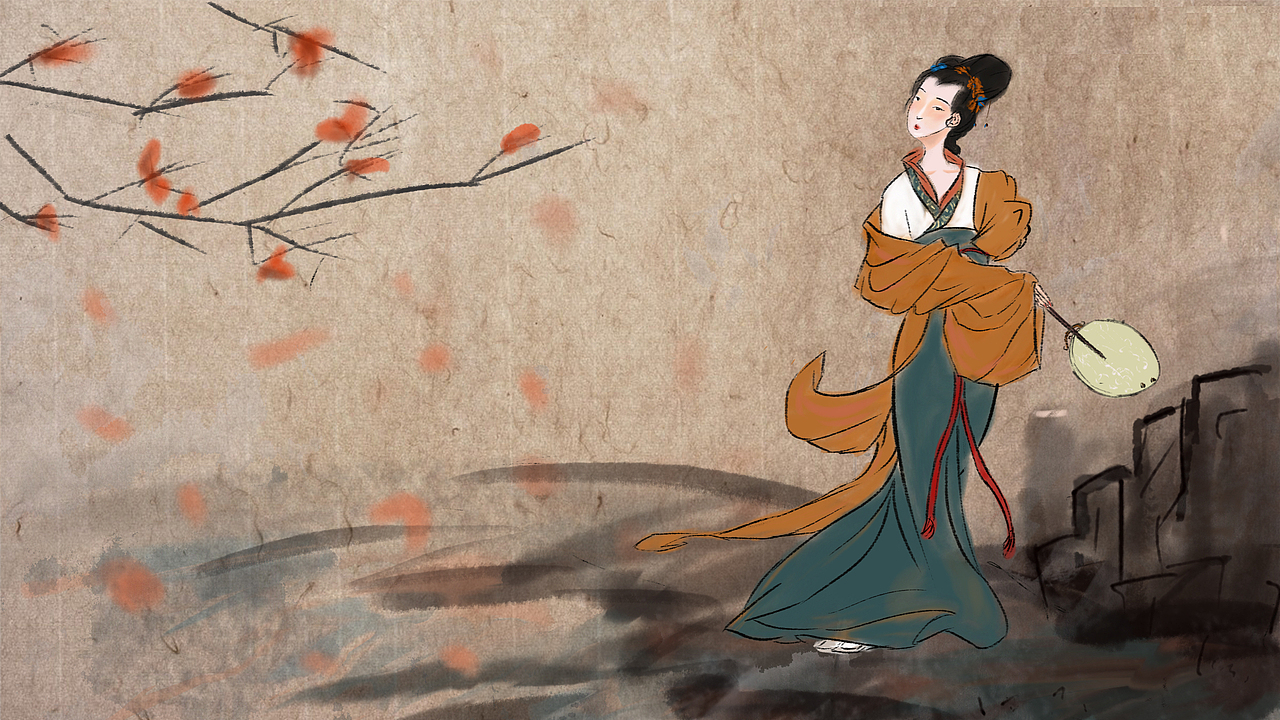 古风水墨仕女临摹,工具PS
