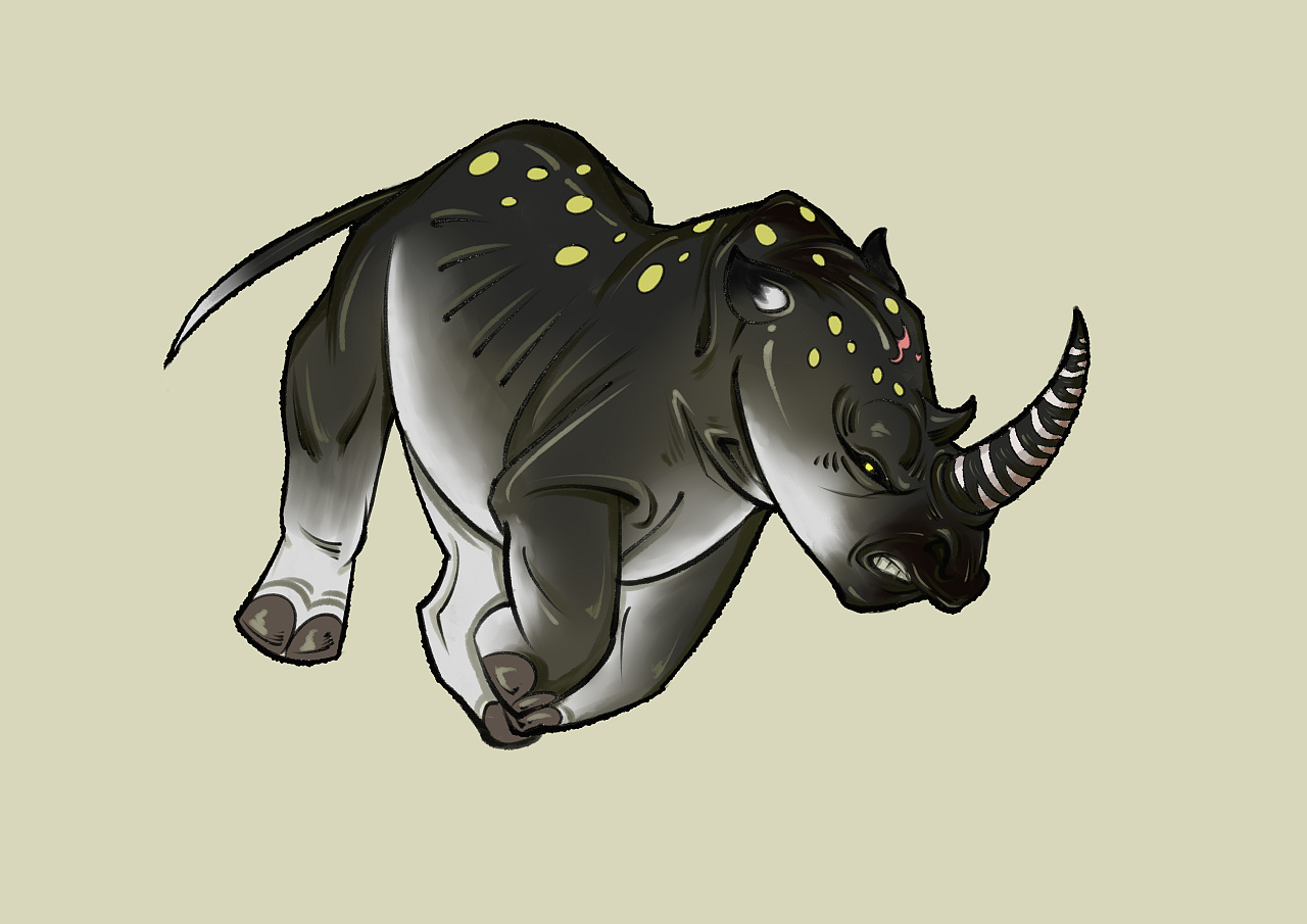 犀牛|插画|商业插画|一行壁画 - 原创作品 - 站酷 (zcool)