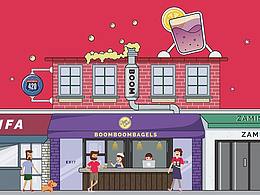 BOOMBOOMBAGELS門店卡通海報