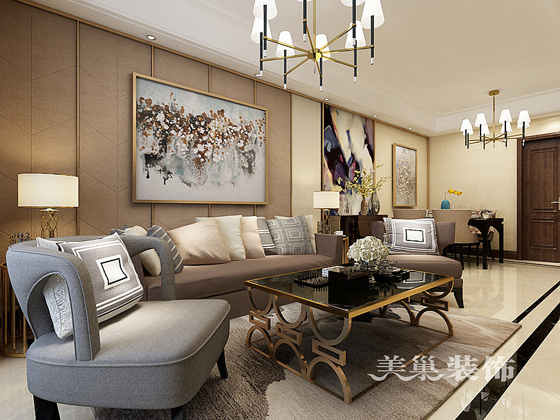 中海锦苑89平三室两厅新古典装修案例——效果图