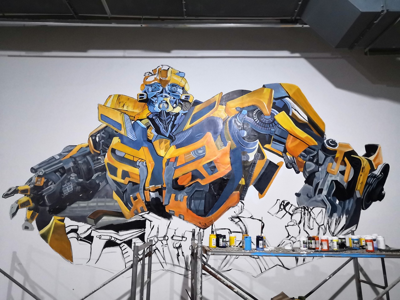 汽车养护中心墙绘(大黄蜂)