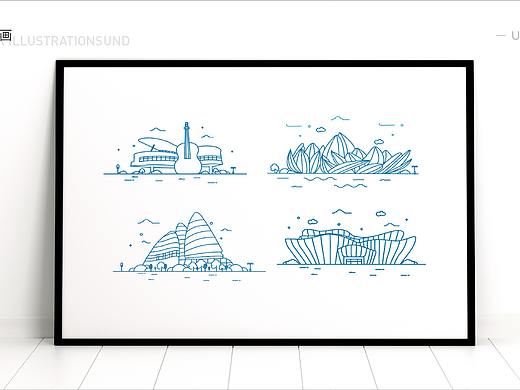 城市漂亮建筑插画