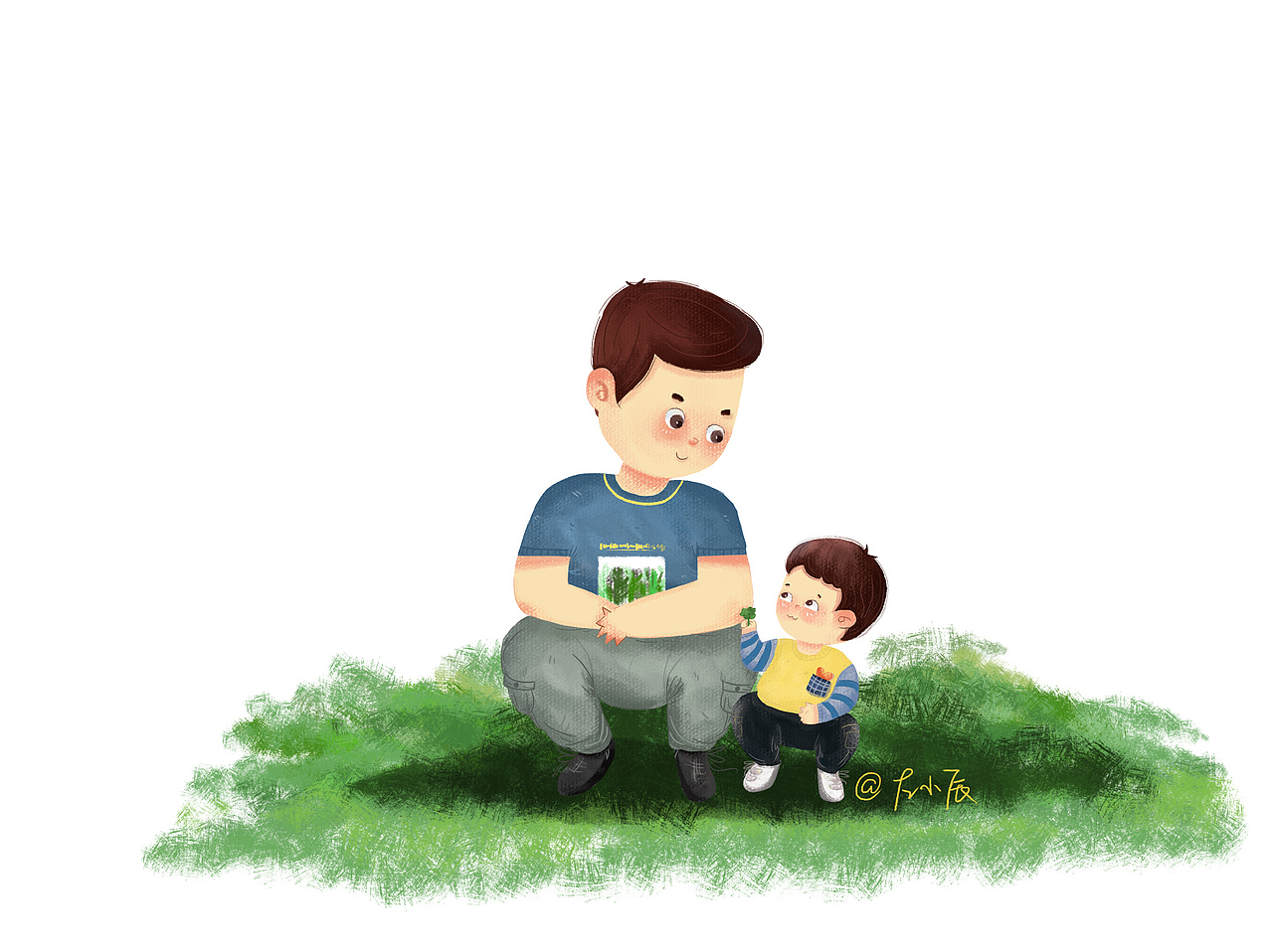 亲子时光插画