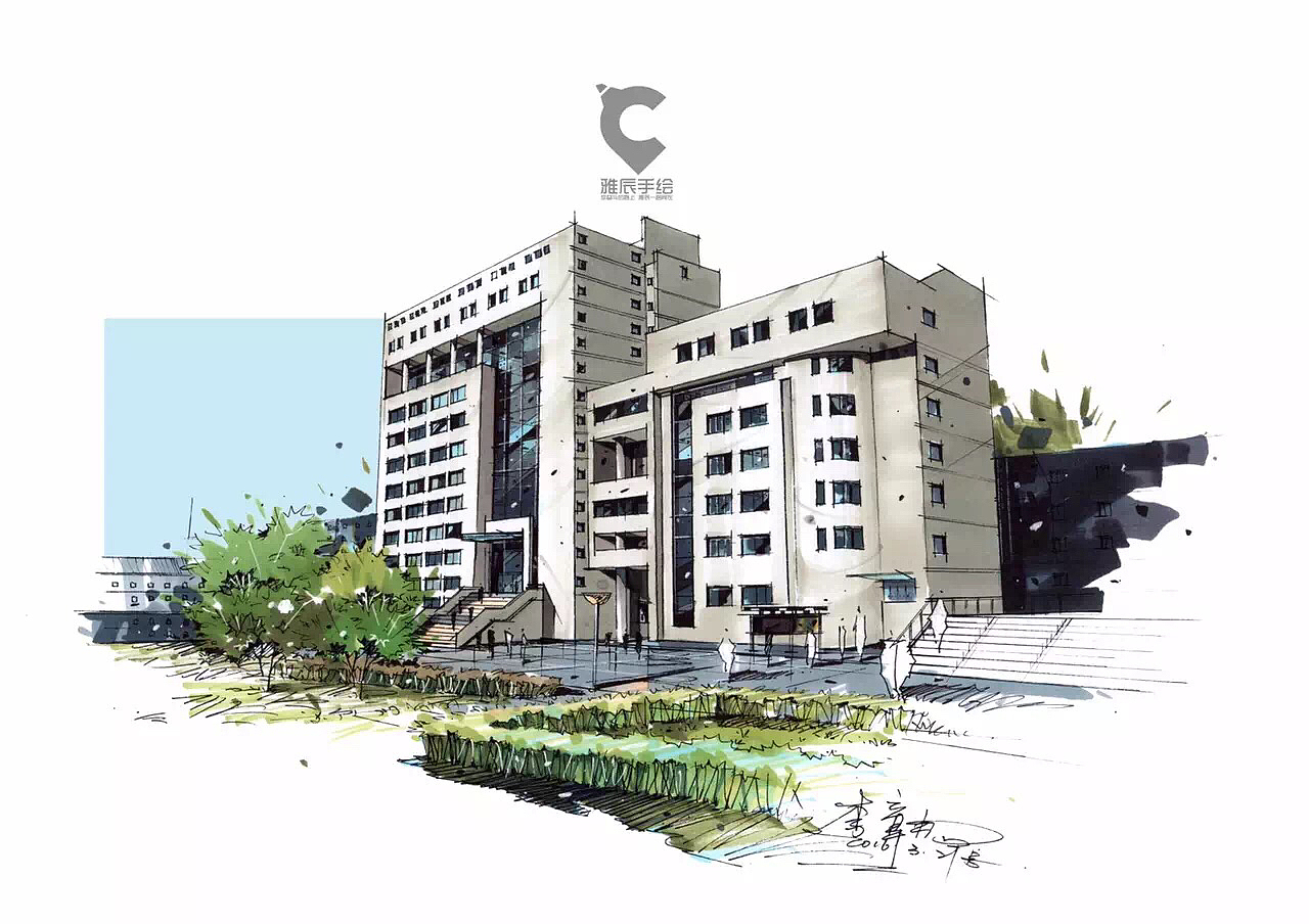 马克笔建筑手绘明信片（图ZNDYwNjgzMzY=） - 建筑设计 - 站酷设计师Tyj毕下原创素材 - 站酷ZCOOL