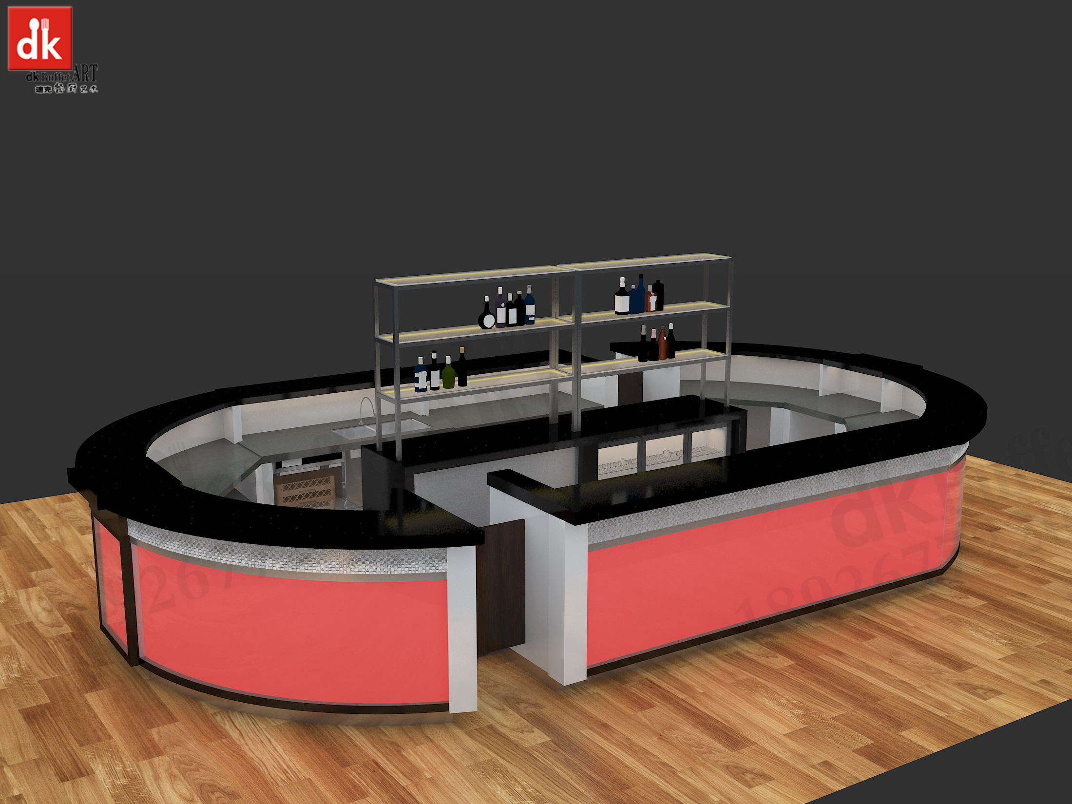 圆形吧台 酒吧吧台 咖啡厅操作台3d模型下载_ID13014357_3dmax免费模型-欧模网