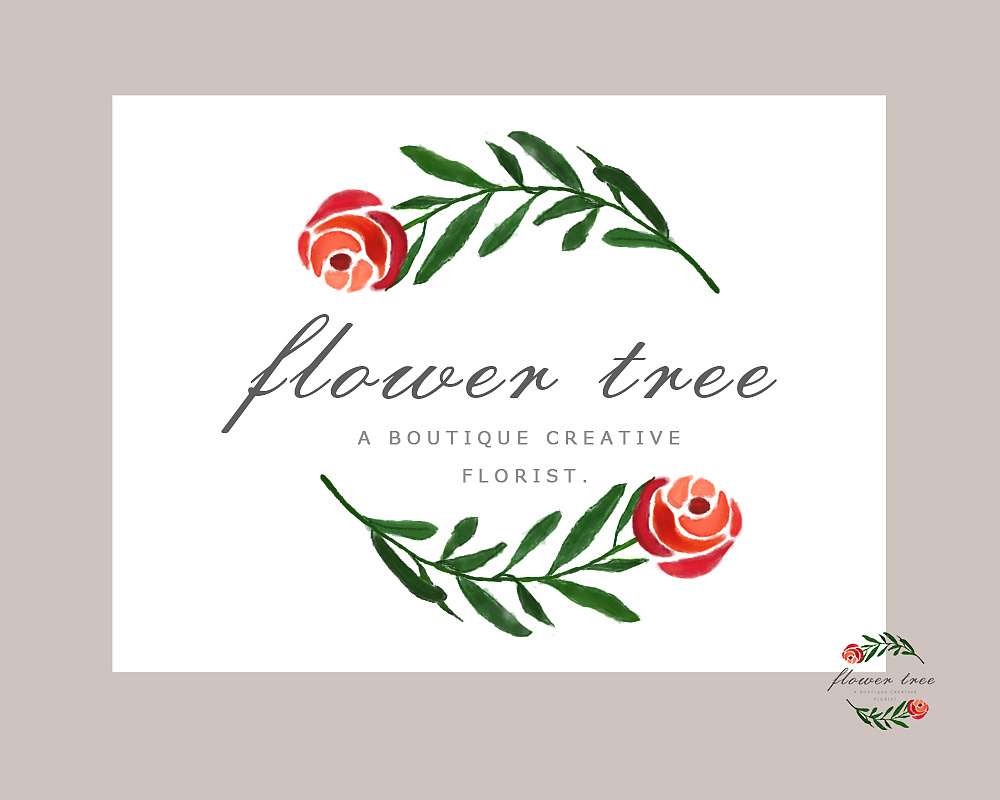 花店logo 贴纸(花树)