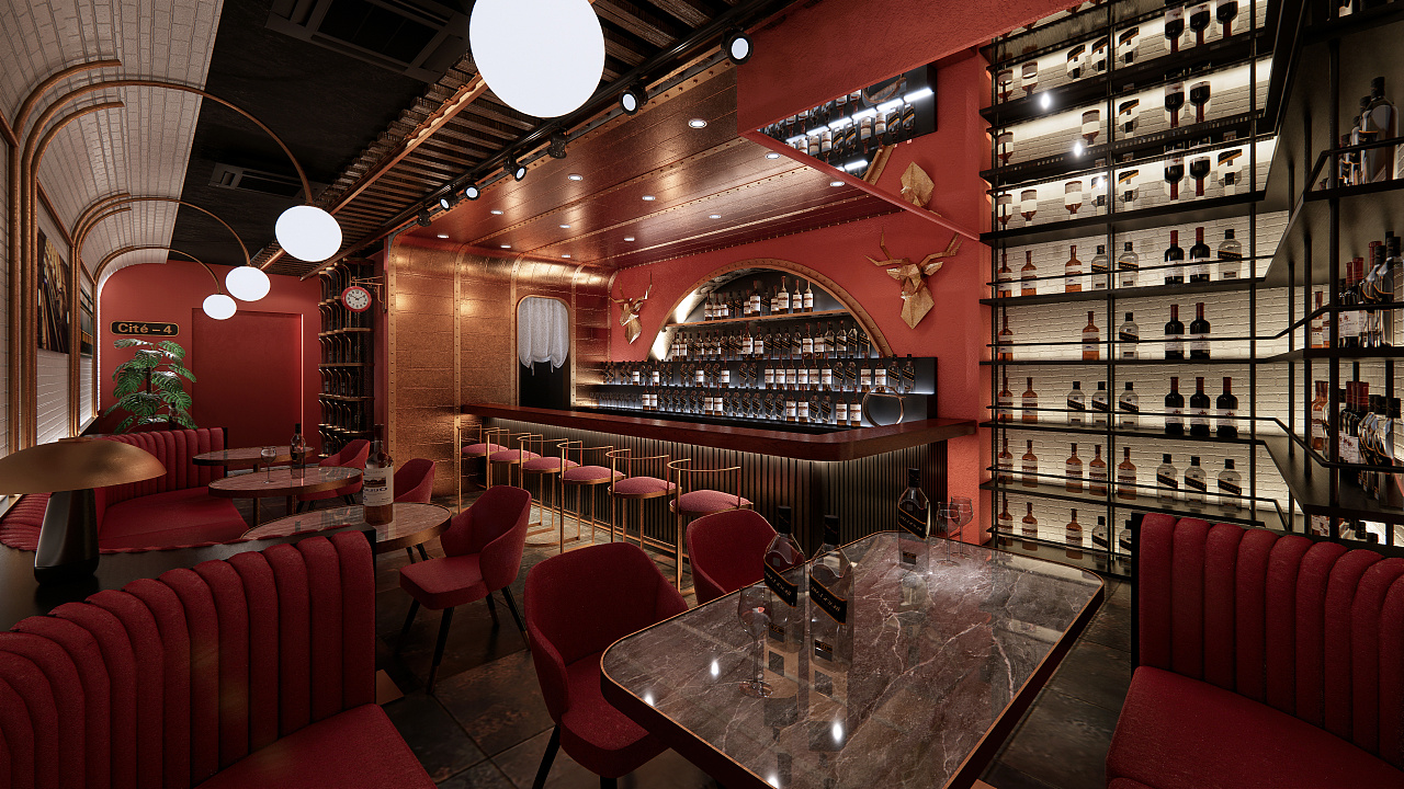 法式小清新餐厅地铁主题酒吧室内设计