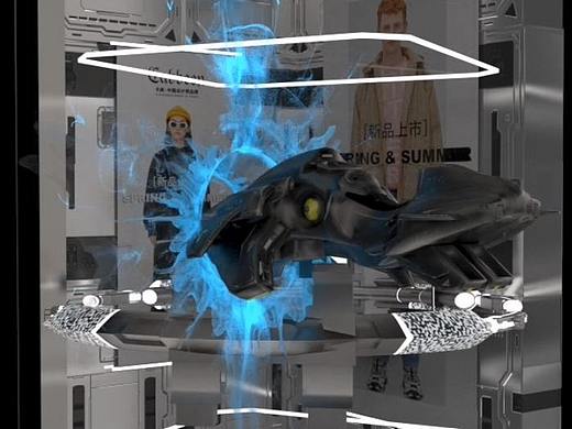 卡宾服饰门店立柱裸眼3d飞船