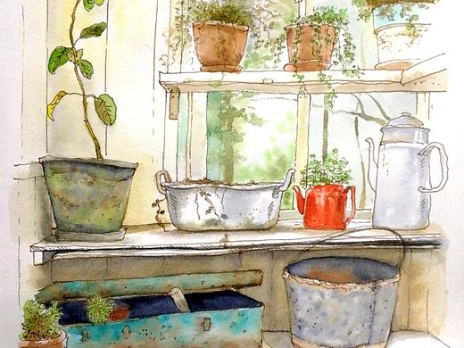 钢笔淡彩习作—小窗幽记（含步骤）（个人主页-ZNDM5MTM3MzI=） - 绘画 - 站酷设计师小璃爱画画原创素材 - 站酷ZCOOL