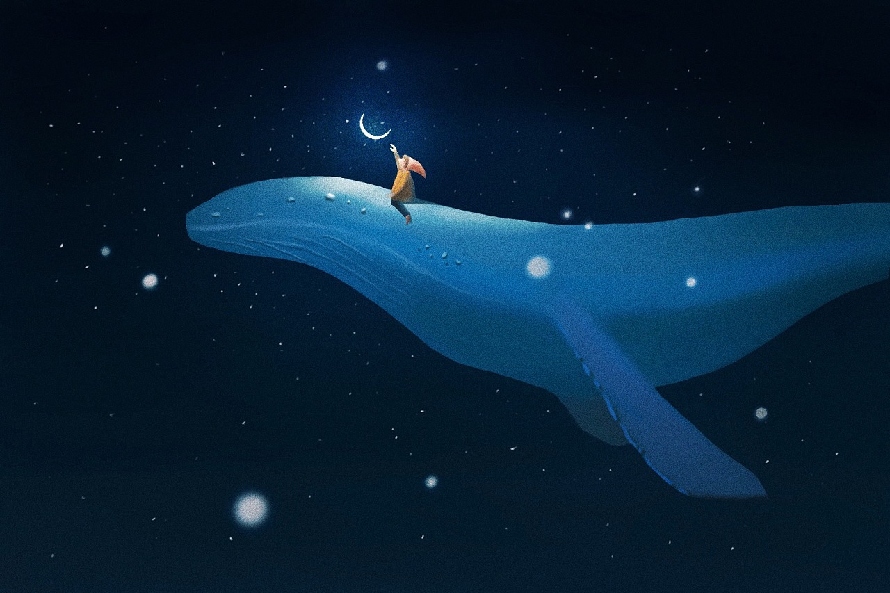 摘月亮的男孩|插画|创作习作|模拟市民陈小布 - 临摹作品 - 站酷