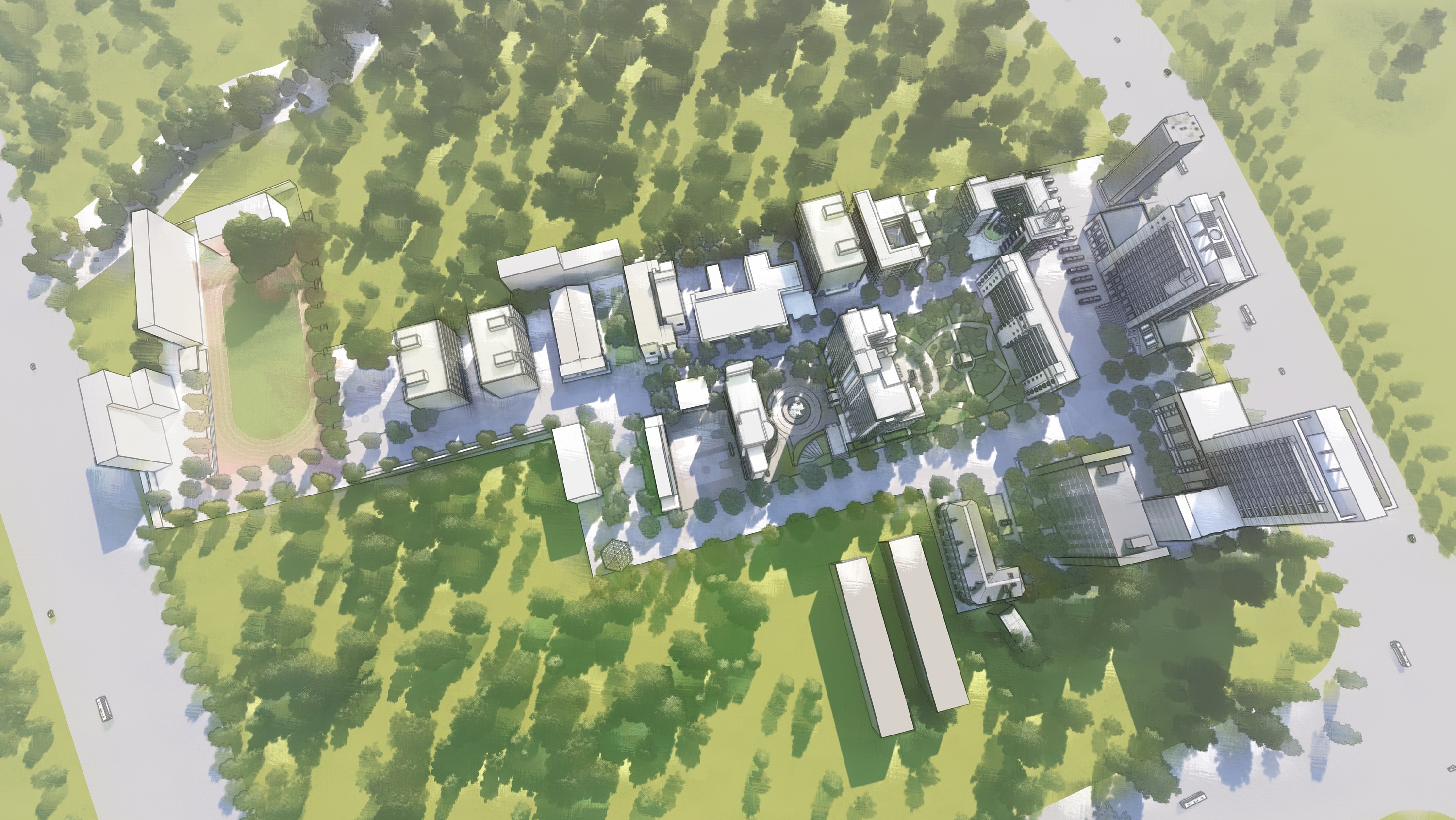 大学某校区鸟瞰图_bet不会设计-站酷zcool