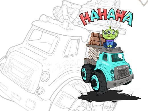 插画练习2-三眼仔和小车车