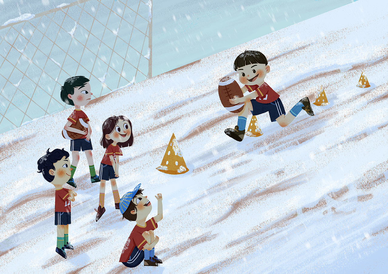 白天,黄昏,夜晚,雪天