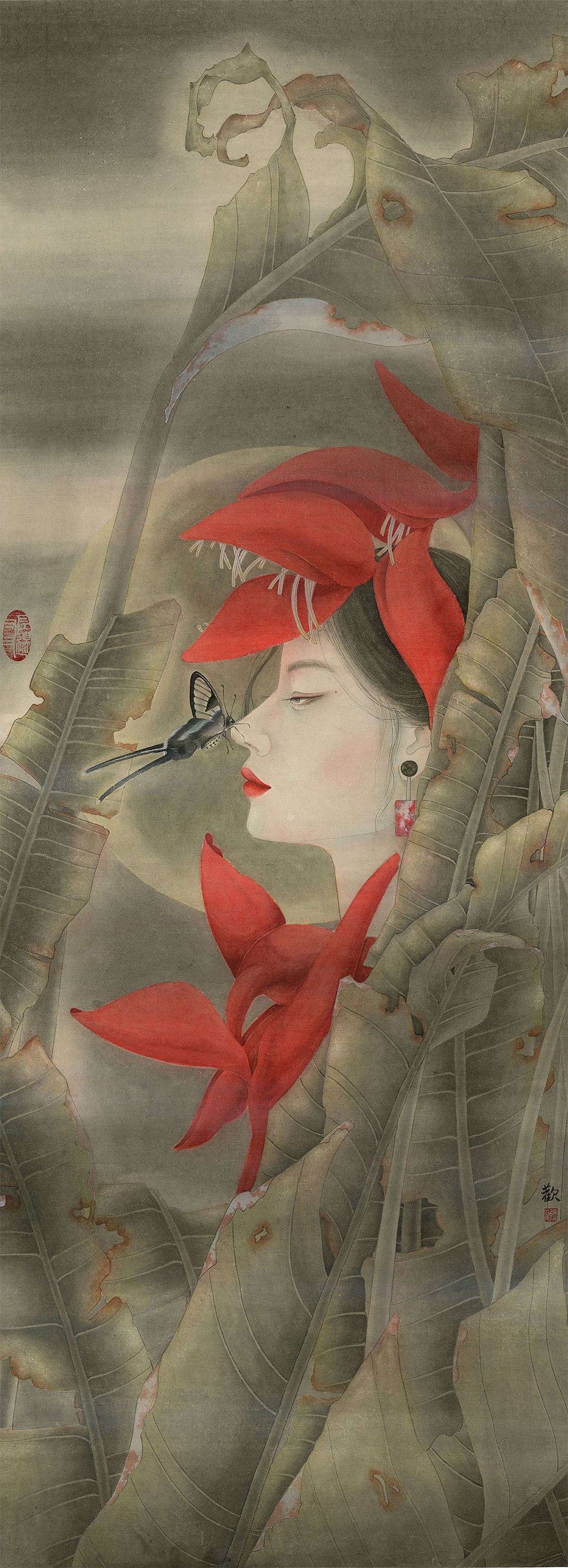工笔国画《夜话》（图ZMjc0Njg2OTY0） - 艺术插画 - 站酷设计师左边又又原创素材 - 站酷ZCOOL