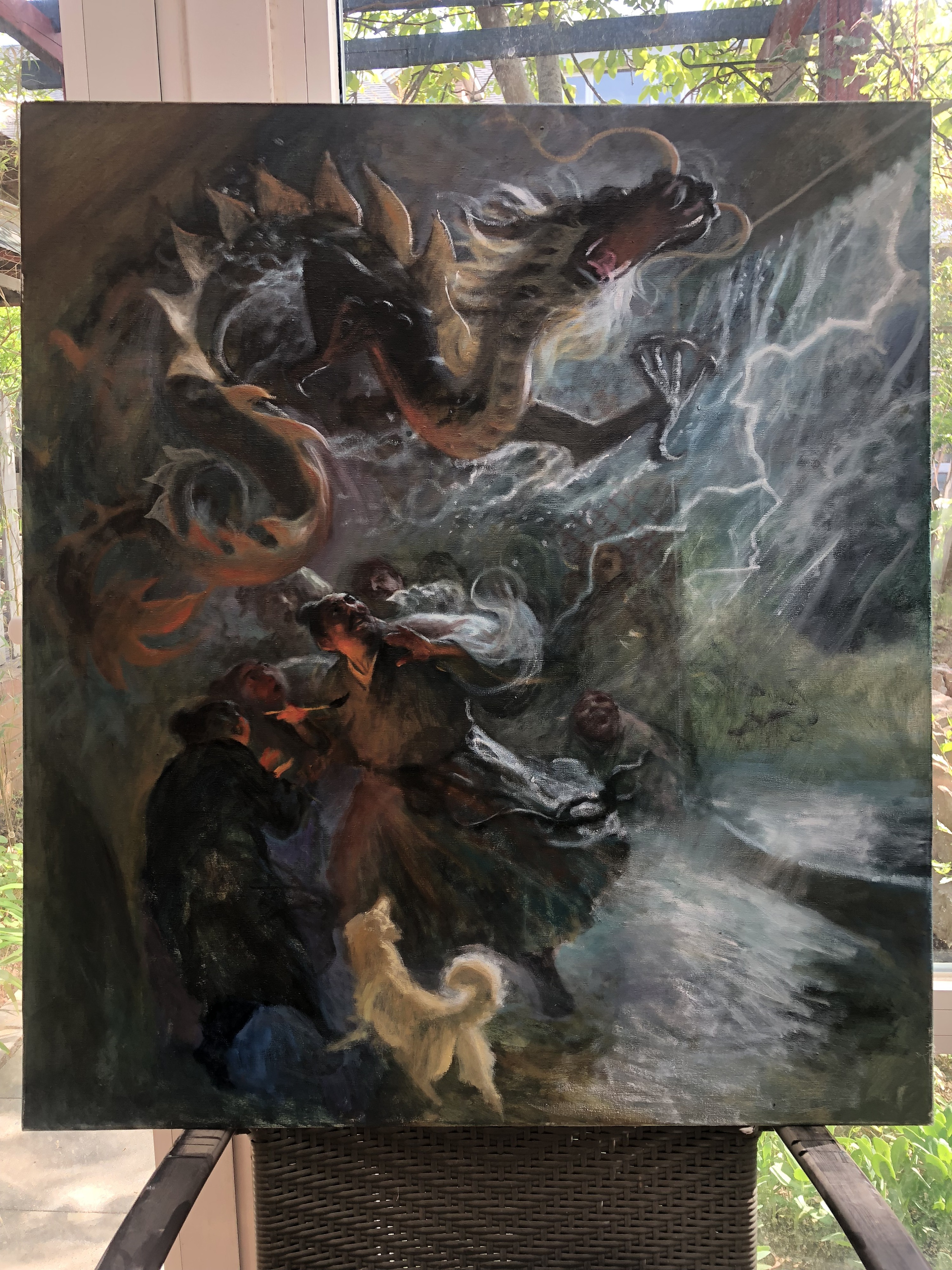 油画作品《画龙点睛》