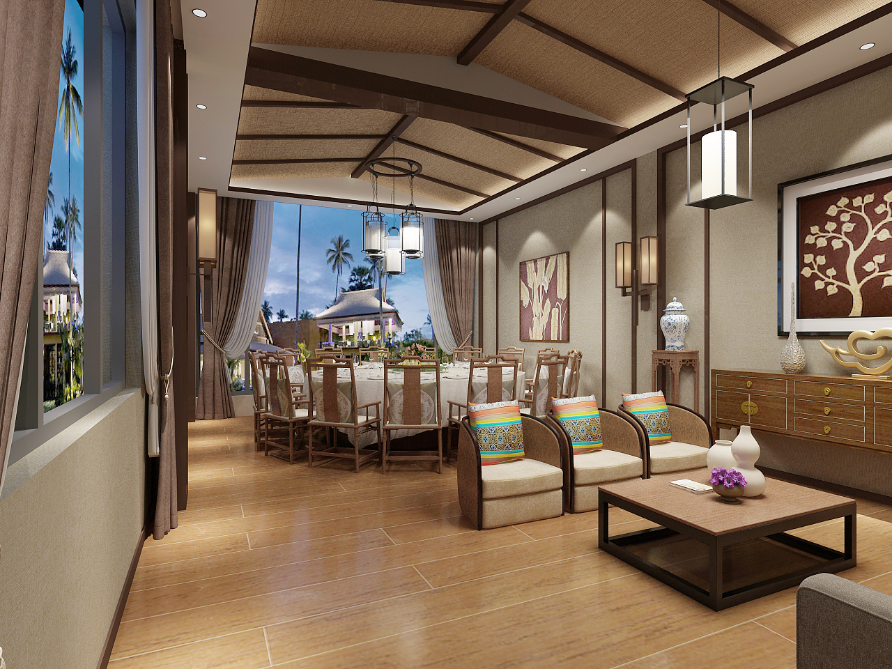 东南亚风格设计表现|空间|室内设计|效果图制作小静 - 原创作品 - 站酷 (ZCOOL)