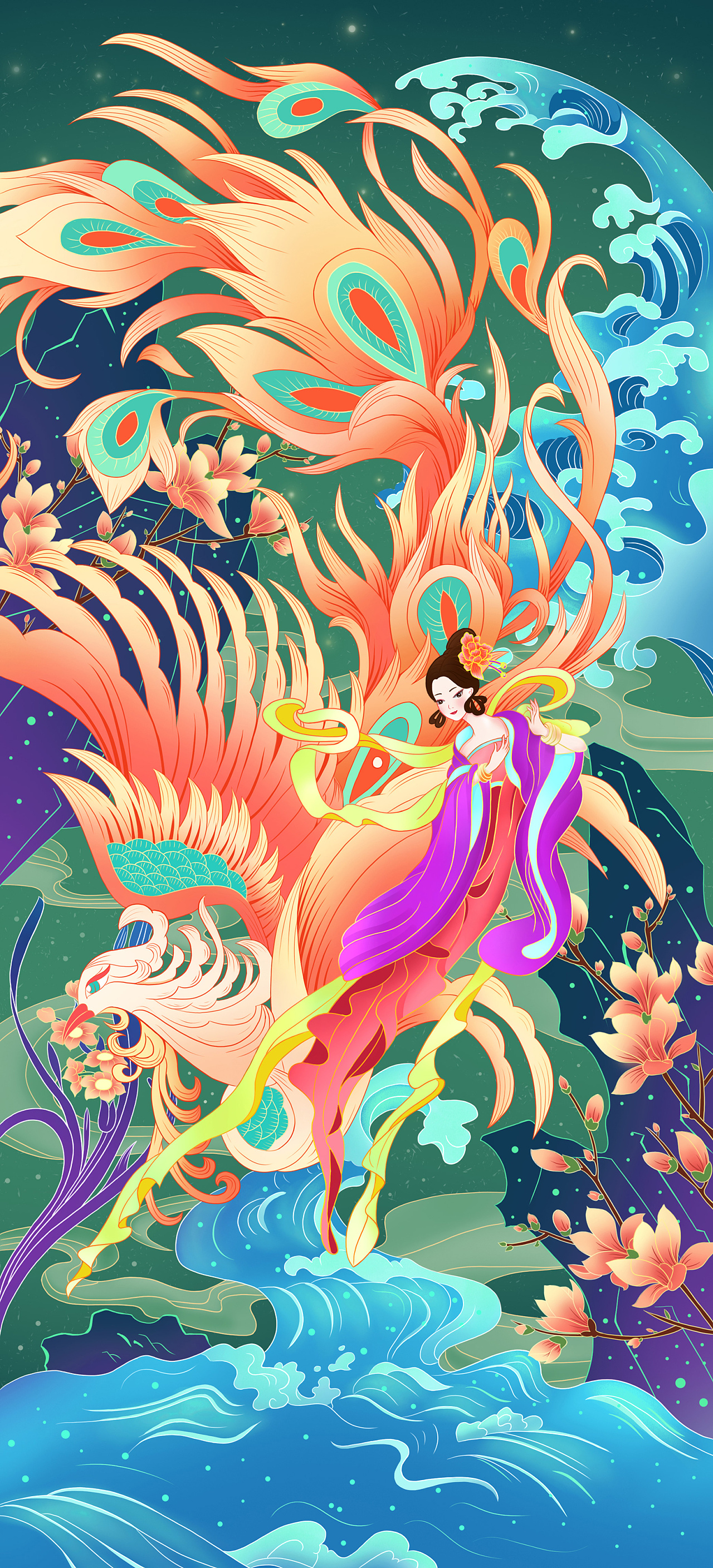 国潮,新中式插画,植物花草