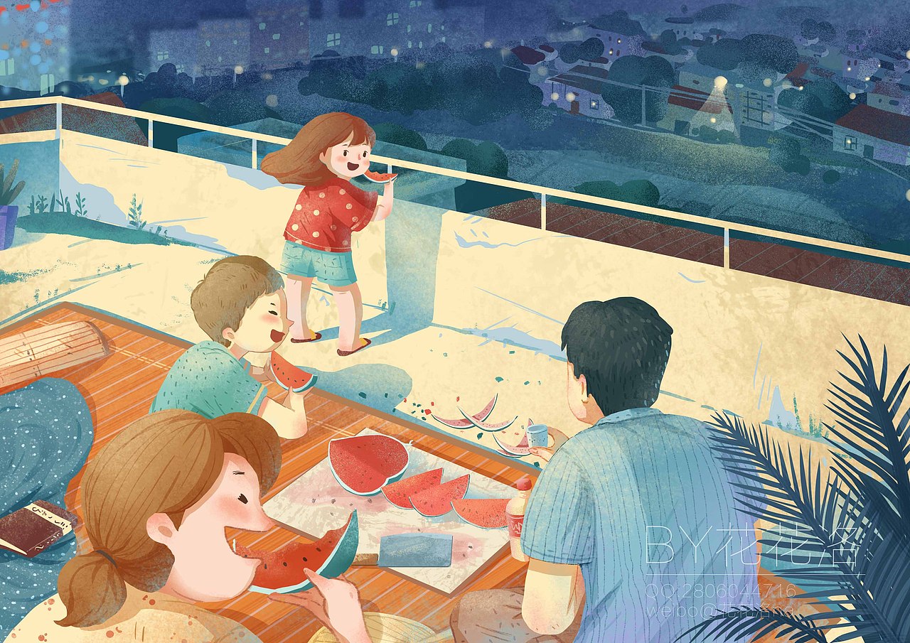 童年-夏日（图ZMjAyOTM3MTU2） - 儿童插画 - 站酷设计师花花洛原创素材 - 站酷ZCOOL