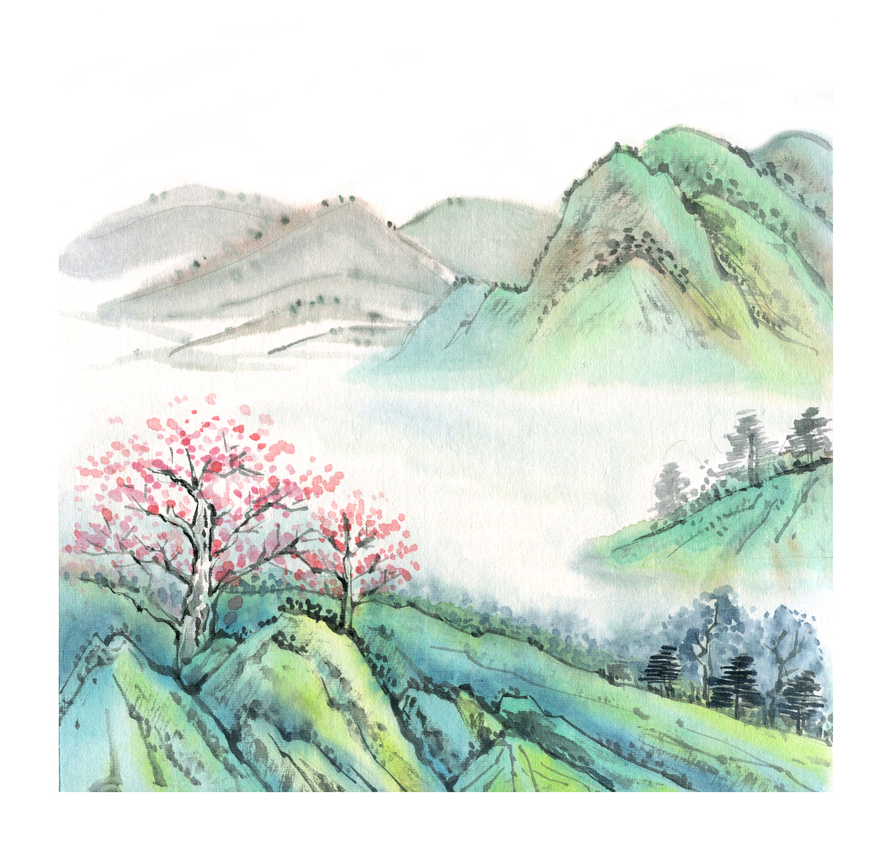 水彩《节气图》（图ZMjY1OTI5NTg4） - 艺术插画 - 站酷设计师SanJi三吉原创素材 - 站酷ZCOOL