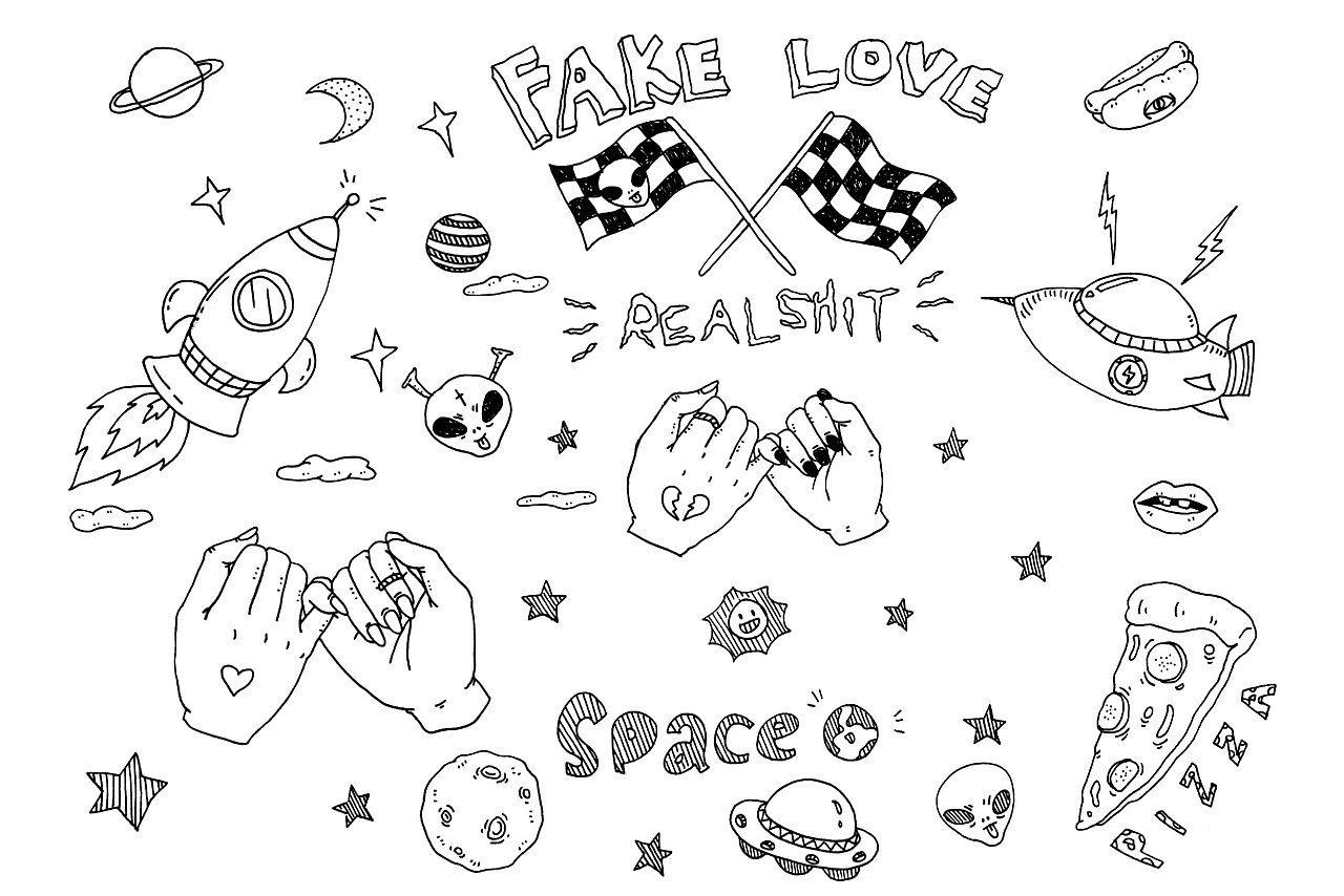 又是一波黑白插画 手绘涂鸦