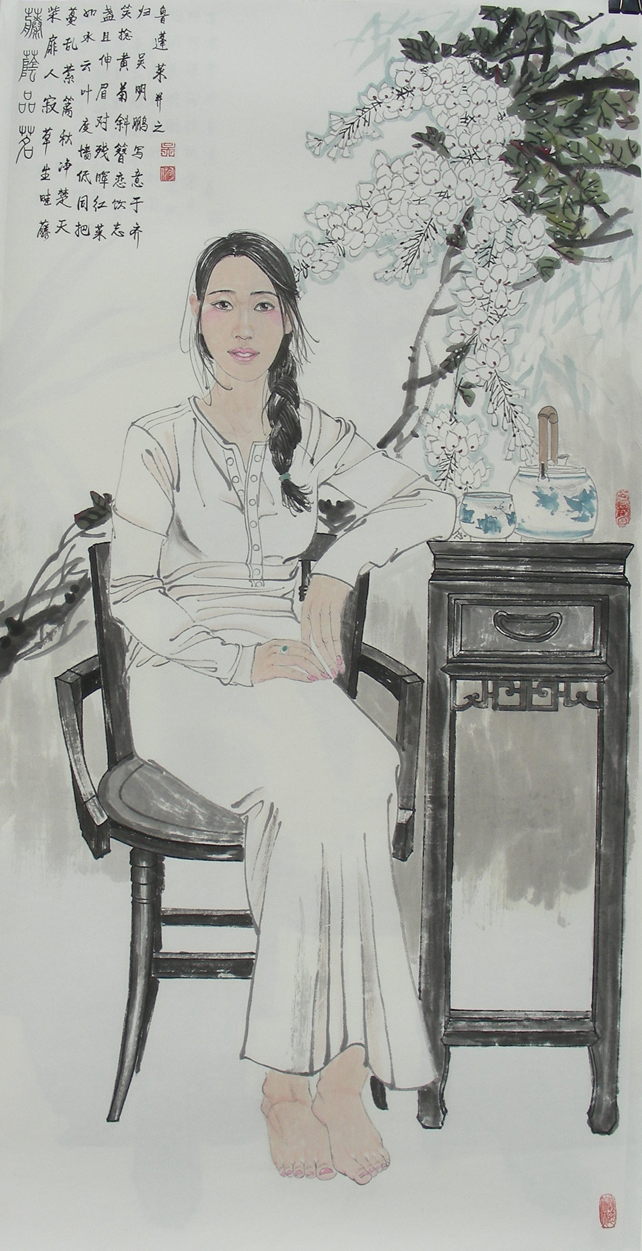 吴明鹏国画人物画作品