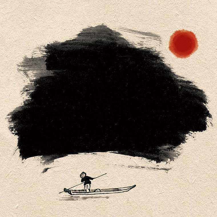一日一山一舟，极简的水墨山水画（图ZMTk1MDQxNzgw） - 绘画 - 站酷设计师创e派原创素材 - 站酷ZCOOL