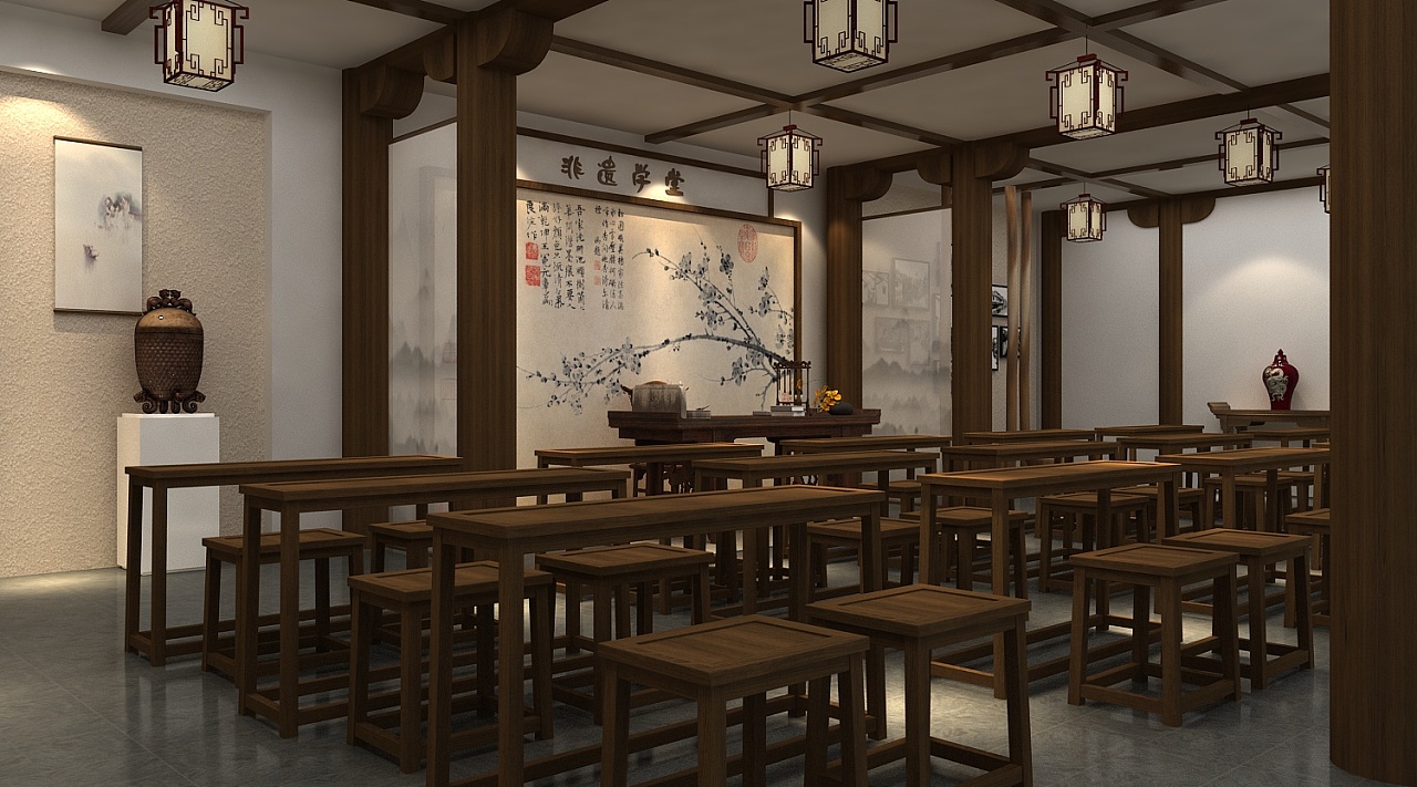 非遗学堂文化馆设计3d效果图|三维|场景|3d设计师ng男 - 原创作品