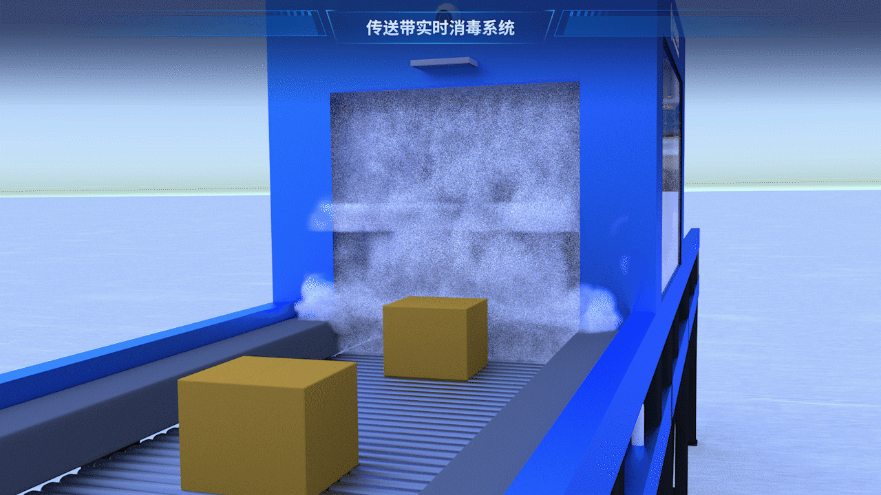 3D数据可视化-传送带进口冻品消毒生态环境，疫情防控（图ZMjQzMDg5NDY4） - 动效设计 - 站酷设计师锡络原创素材 - 站酷ZCOOL