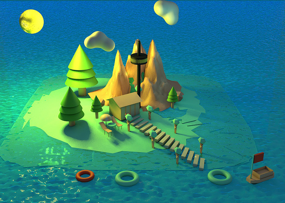 c4d作品|三维|场景|看不到头像的老头_原创作品-站酷(zcool)