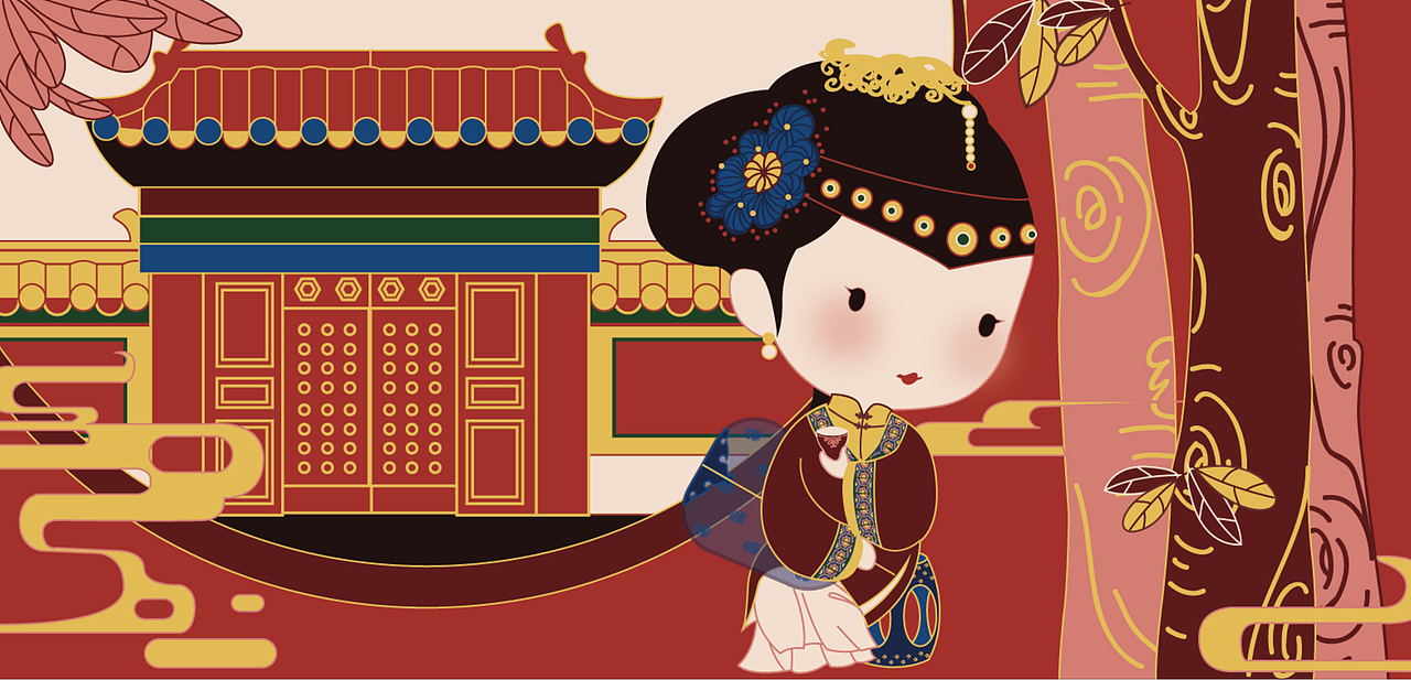 故宫美人q版插画